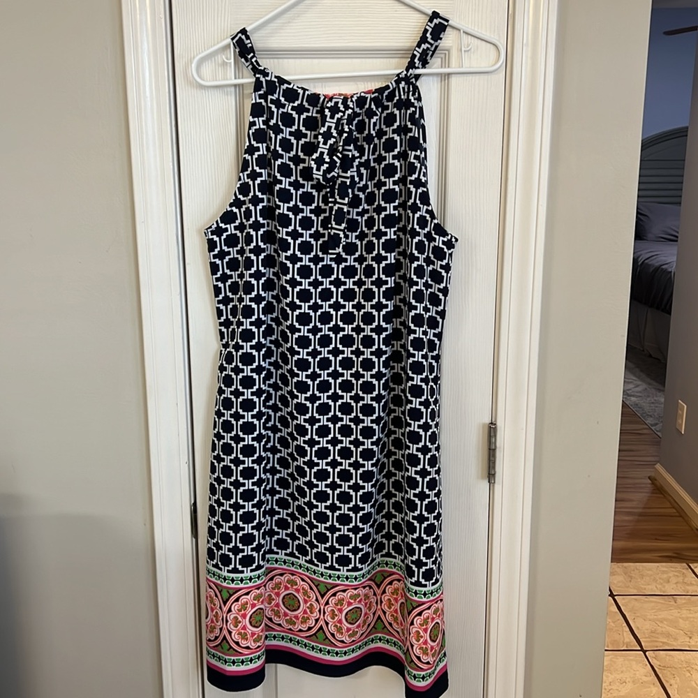 crown & ivy Black Pink Green Patterned Midi Dress - Picture 3 of 5